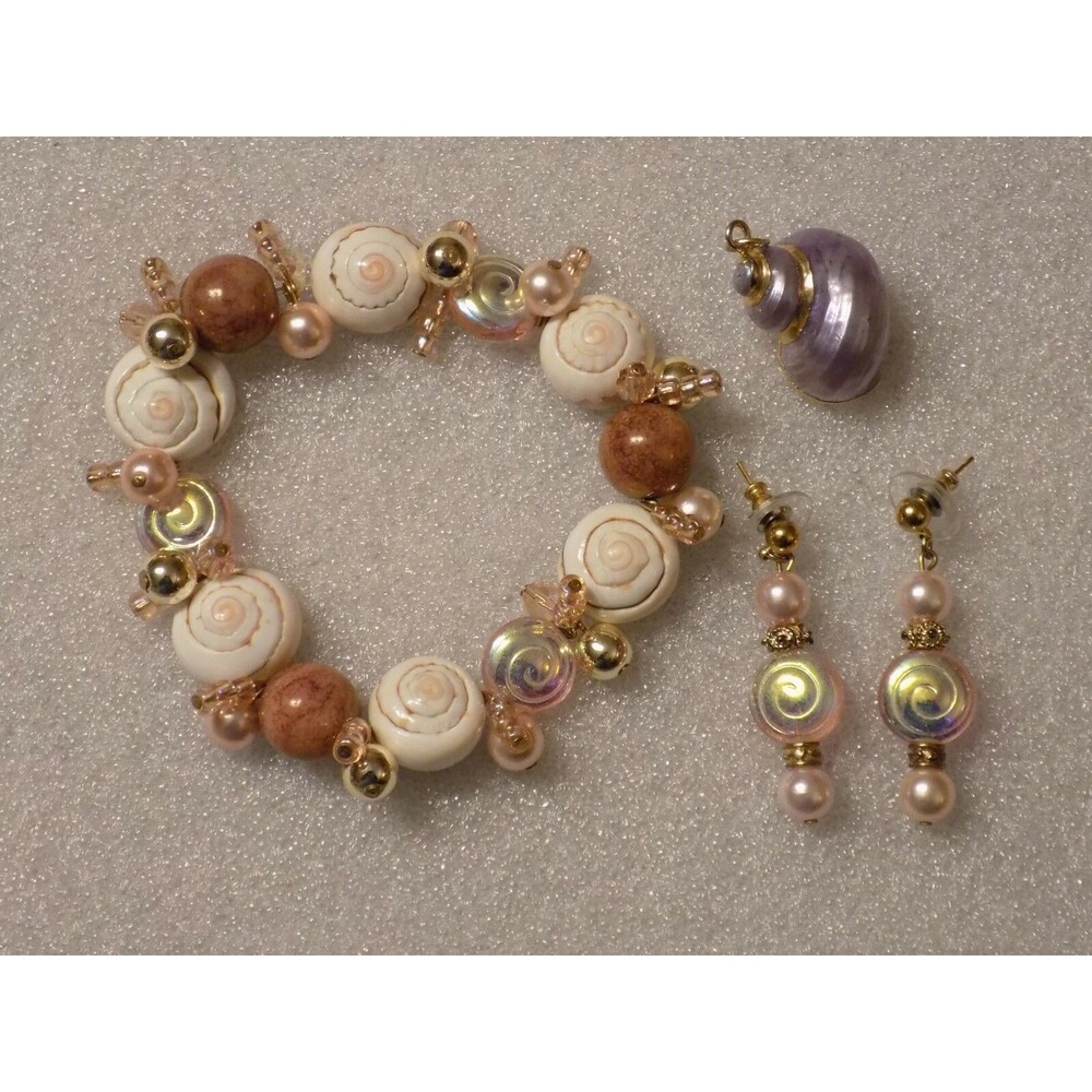 Jewelry Bracelet Earrings & Pendant Set Pink White Purple Plastic/Glass Mix Bead